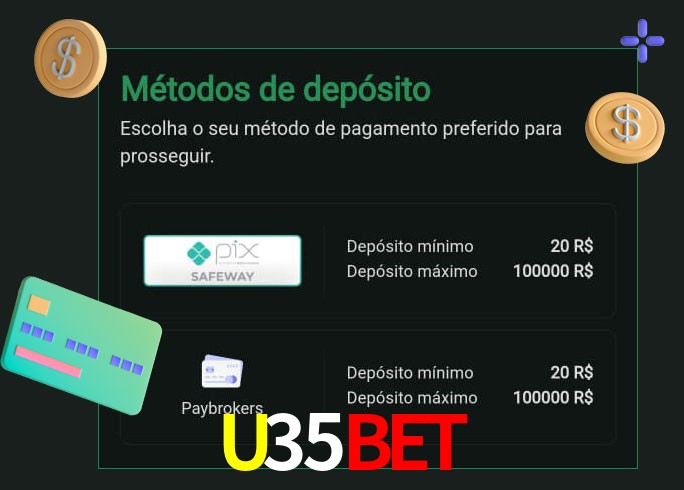 O cassino U35Bet oferece uma grande variedade de métodos de pagamento